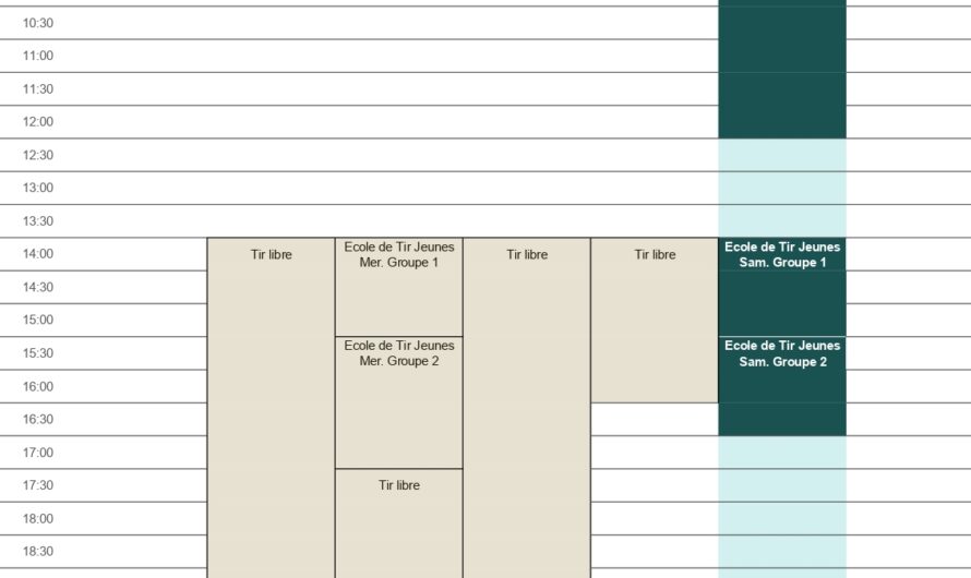 Horaires Entrainement Hiver 2024/2025